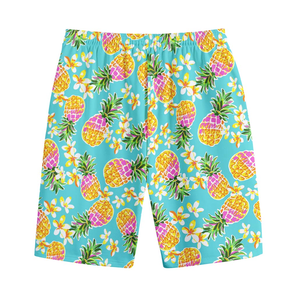 Aloha Summer Pineapple Pattern Print Cotton Shorts