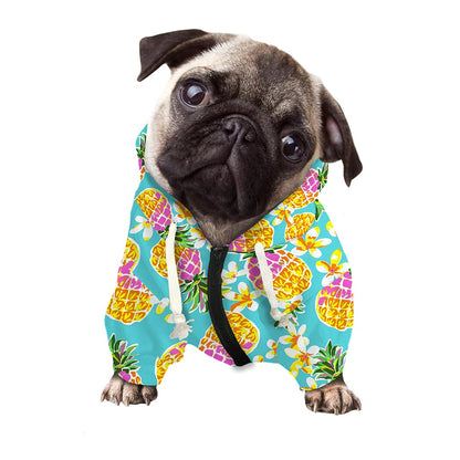 Aloha Summer Pineapple Pattern Print Dog Zip Up Hoodie