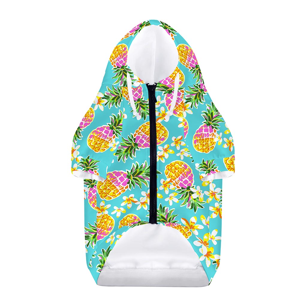 Aloha Summer Pineapple Pattern Print Dog Zip Up Hoodie