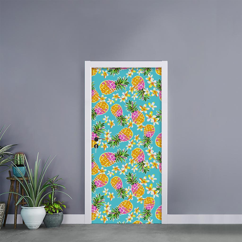 Aloha Summer Pineapple Pattern Print Door Sticker