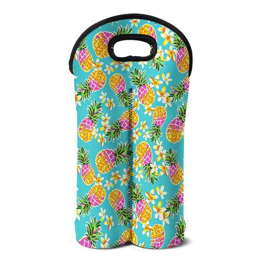 Aloha Summer Pineapple Pattern Print Double Neoprene Wine Tote