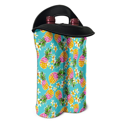 Aloha Summer Pineapple Pattern Print Double Neoprene Wine Tote