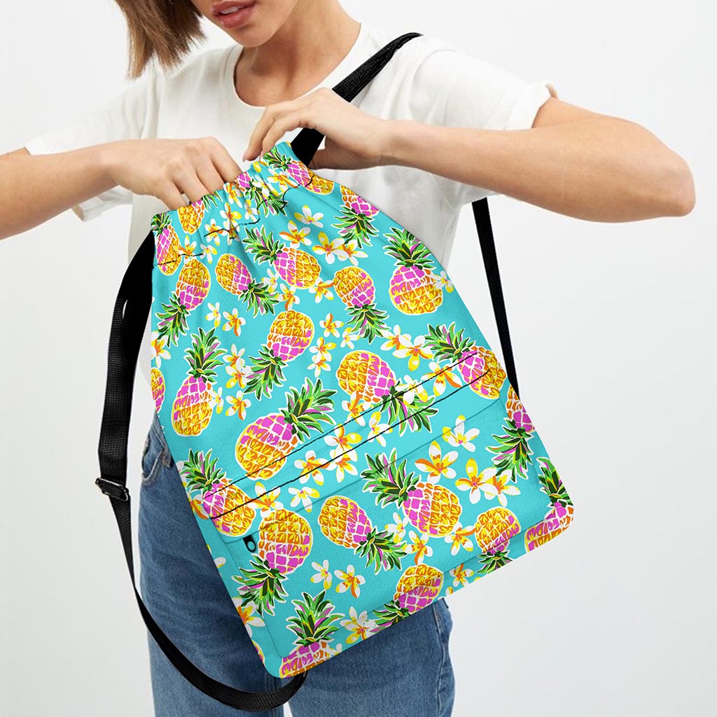 Aloha Summer Pineapple Pattern Print Drawstring Backpack