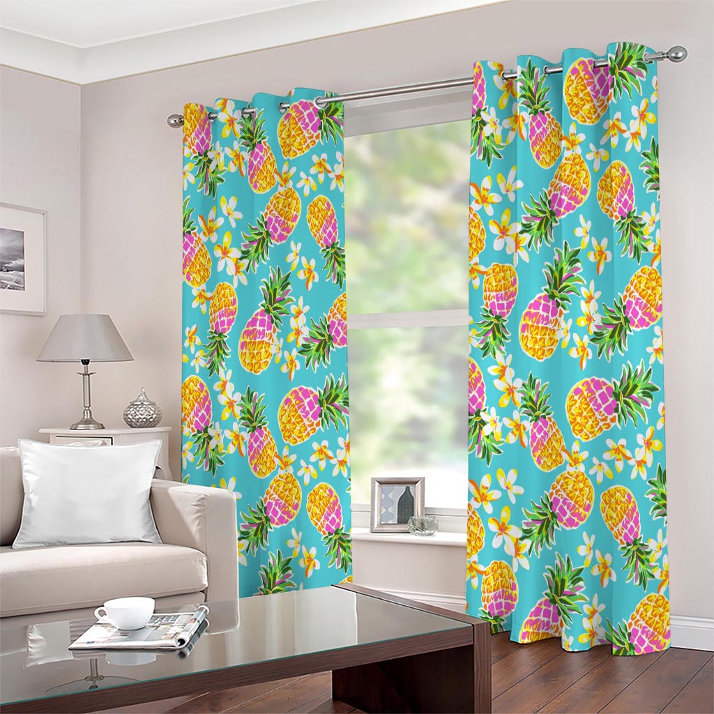 Aloha Summer Pineapple Pattern Print Extra Wide Grommet Curtains