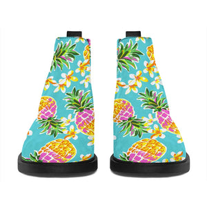 Aloha Summer Pineapple Pattern Print Flat Ankle Boots