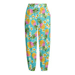 Aloha Summer Pineapple Pattern Print Fleece Lined Knit Pants