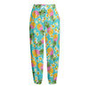 Aloha Summer Pineapple Pattern Print Fleece Lined Knit Pants