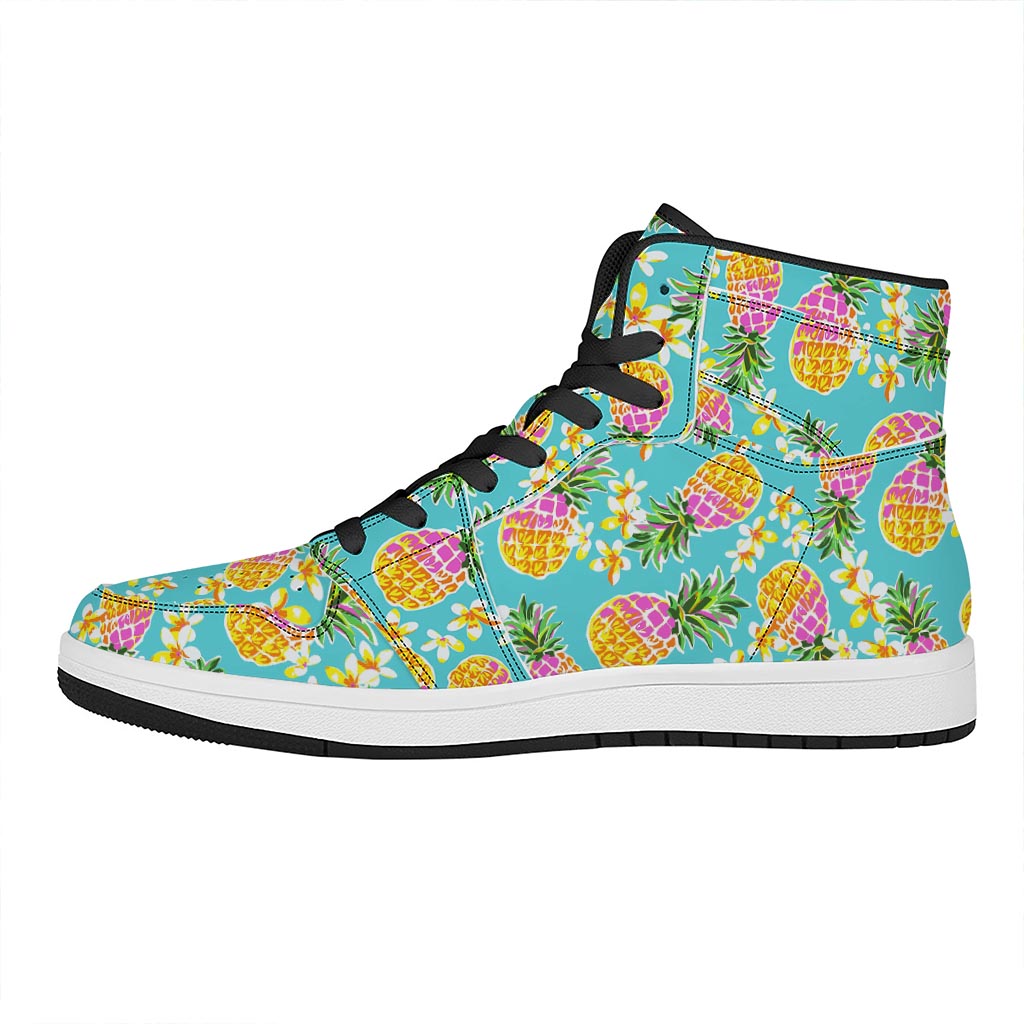 Aloha Summer Pineapple Pattern Print High Top Leather Sneakers