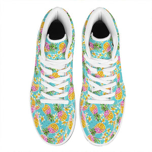 Aloha Summer Pineapple Pattern Print High Top Leather Sneakers