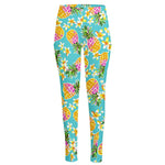 Aloha Summer Pineapple Pattern Print High-Waisted Pocket Leggings