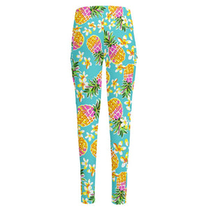 Aloha Summer Pineapple Pattern Print High-Waisted Pocket Leggings