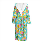 Aloha Summer Pineapple Pattern Print Hooded Bathrobe