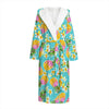 Aloha Summer Pineapple Pattern Print Hooded Bathrobe