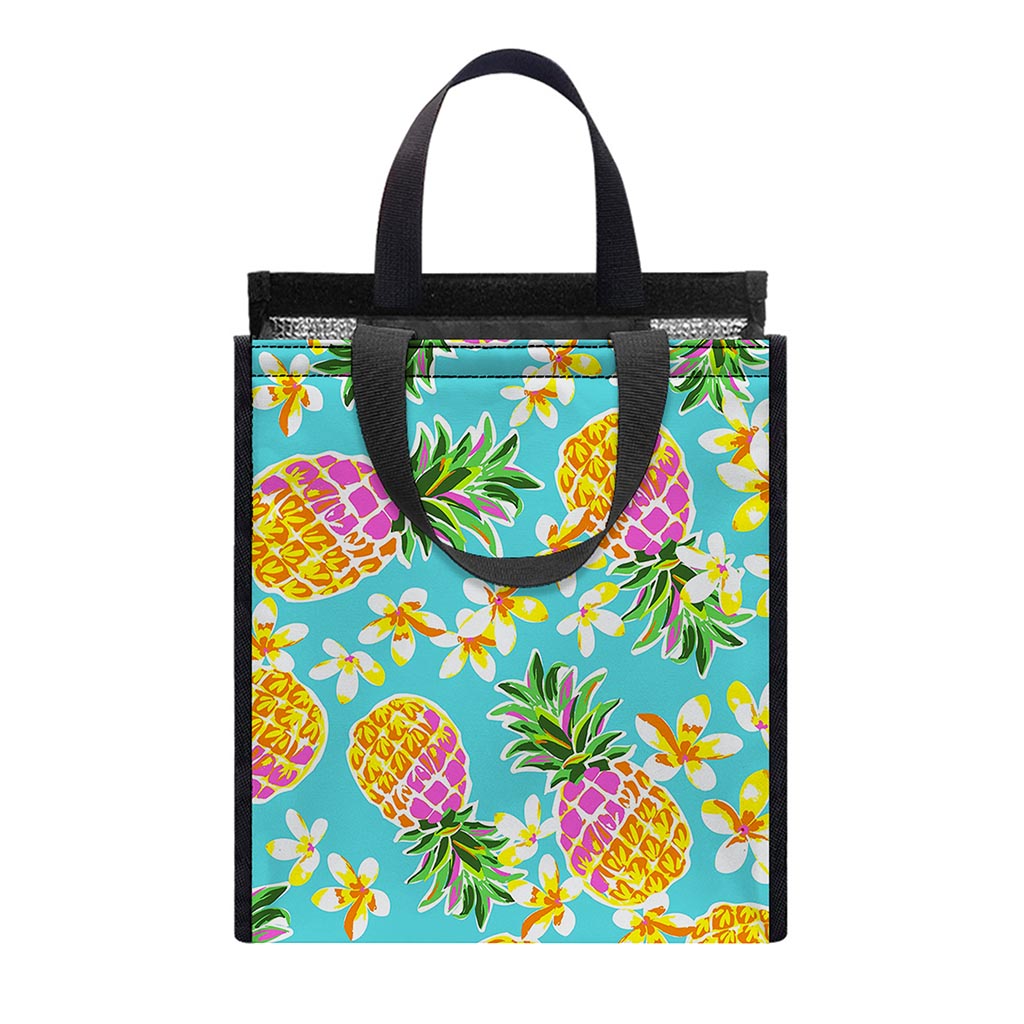 Aloha Summer Pineapple Pattern Print Insulated Lunch Tote