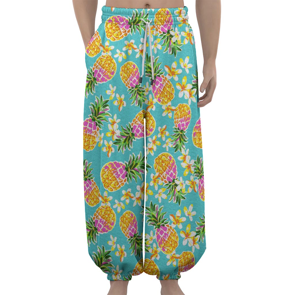 Aloha Summer Pineapple Pattern Print Lantern Pants