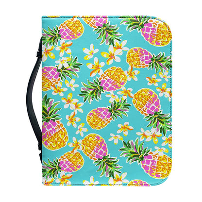 Aloha Summer Pineapple Pattern Print Leather Bible Cover