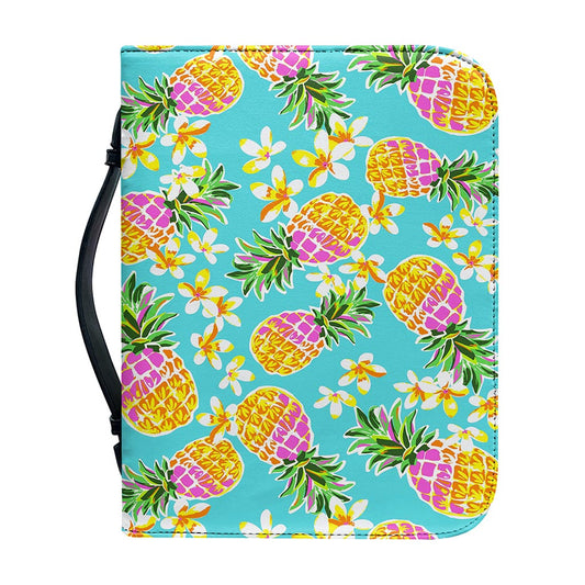 Aloha Summer Pineapple Pattern Print Leather Bible Cover