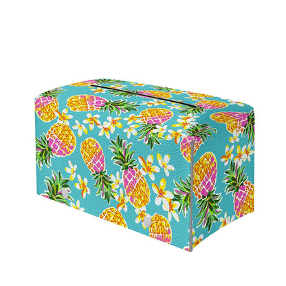 Aloha Summer Pineapple Pattern Print Leather Tissue Box Cover