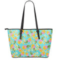 Aloha Summer Pineapple Pattern Print Leather Tote Bag With Zipper