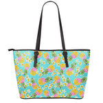 Aloha Summer Pineapple Pattern Print Leather Tote Bag