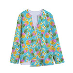 Aloha Summer Pineapple Pattern Print Long Sleeve Short Coat