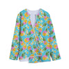 Aloha Summer Pineapple Pattern Print Long Sleeve Short Coat