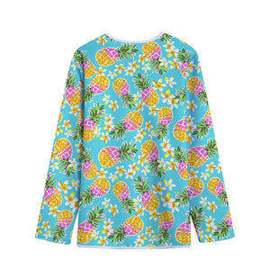 Aloha Summer Pineapple Pattern Print Long Sleeve Short Coat