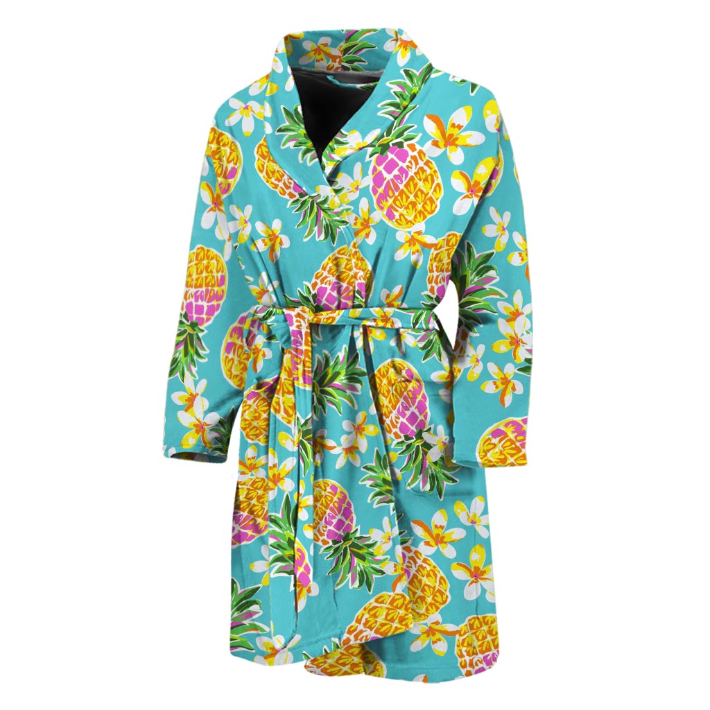 Aloha Summer Pineapple Pattern Print Men's Bathrobe