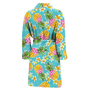 Aloha Summer Pineapple Pattern Print Men's Bathrobe