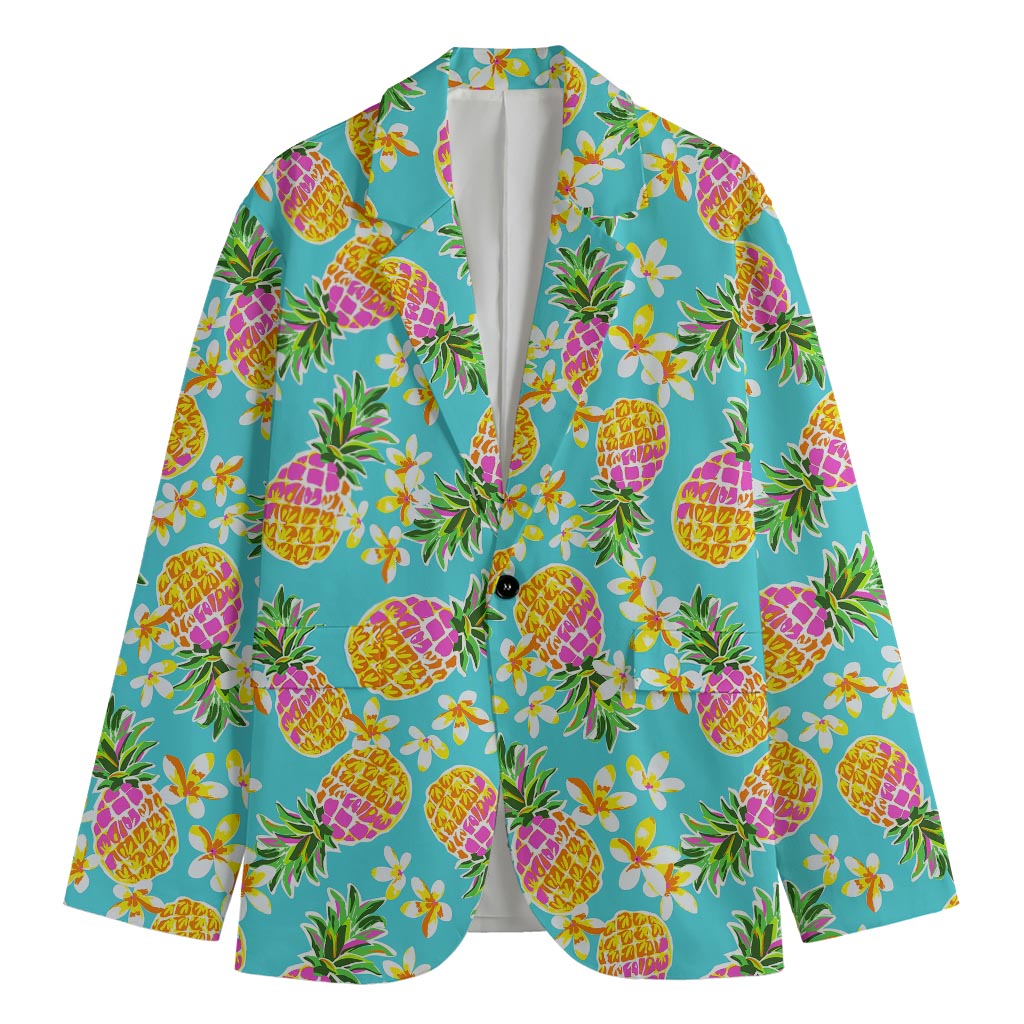 Aloha Summer Pineapple Pattern Print Men's Cotton Blazer