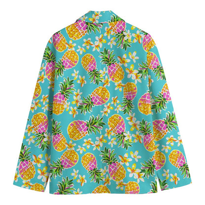 Aloha Summer Pineapple Pattern Print Men's Cotton Blazer