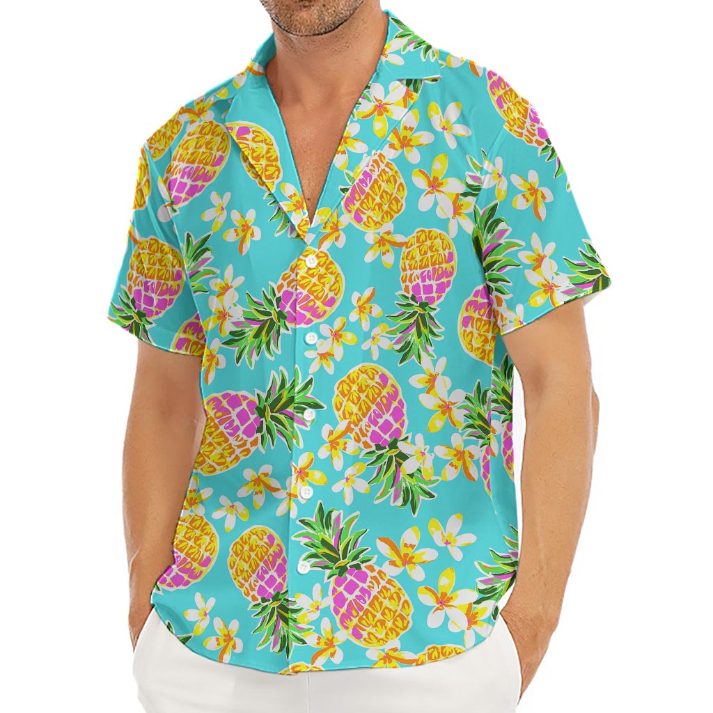 Aloha Summer Pineapple Pattern Print Men's Deep V-Neck Shirt