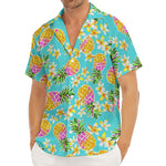 Aloha Summer Pineapple Pattern Print Men's Deep V-Neck Shirt