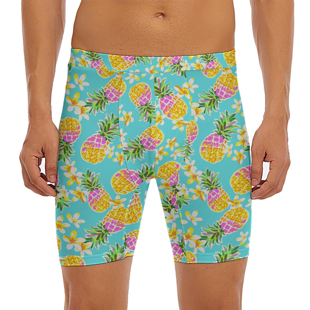 Aloha Summer Pineapple Pattern Print Men's Long Boxer Briefs