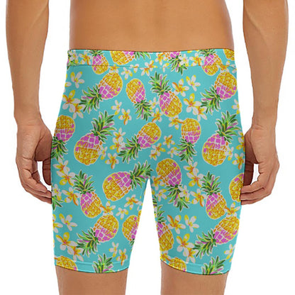 Aloha Summer Pineapple Pattern Print Men's Long Boxer Briefs