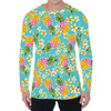 Aloha Summer Pineapple Pattern Print Men's Long Sleeve T-Shirt