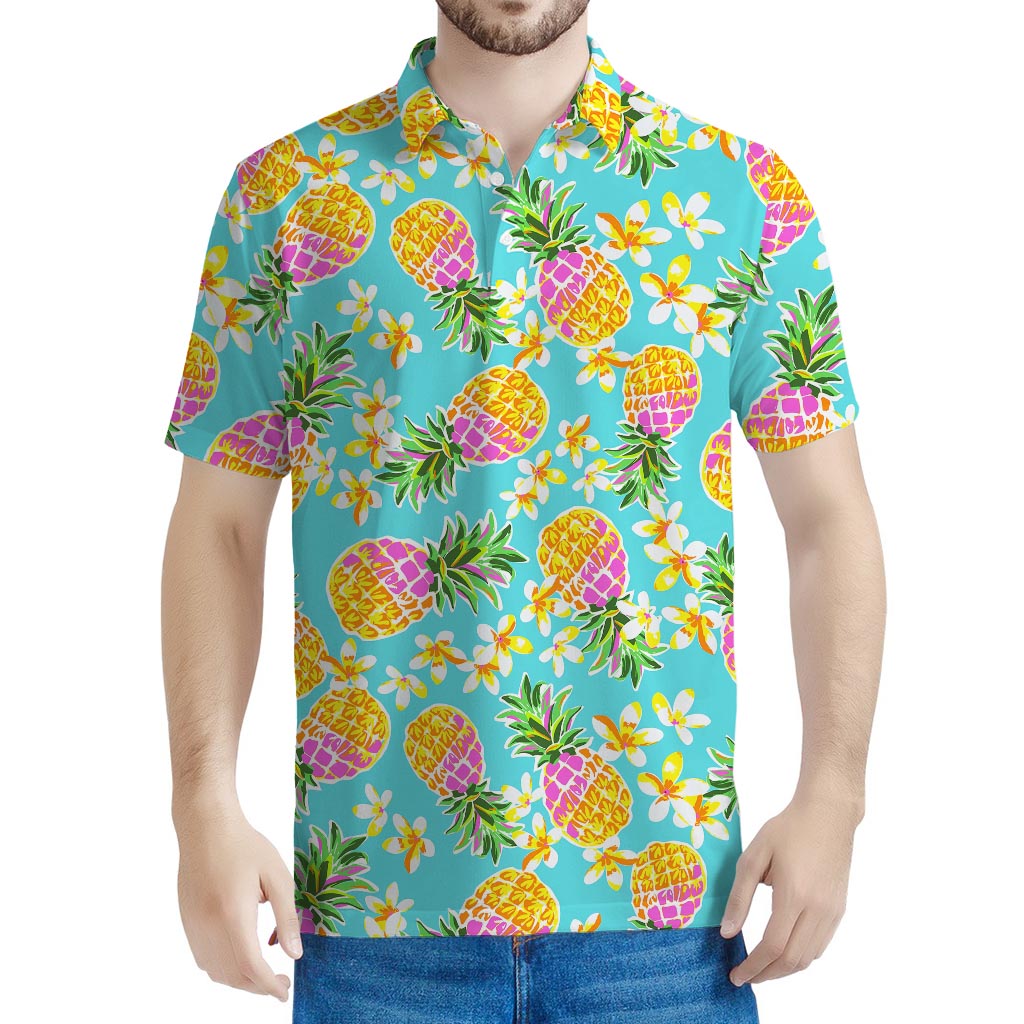 Aloha Summer Pineapple Pattern Print Men's Polo Shirt