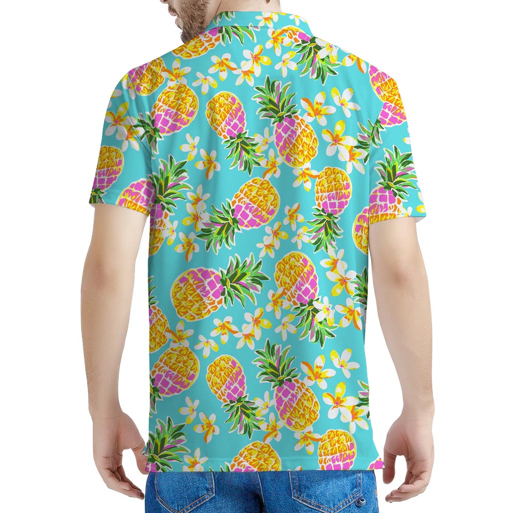 Aloha Summer Pineapple Pattern Print Men's Polo Shirt