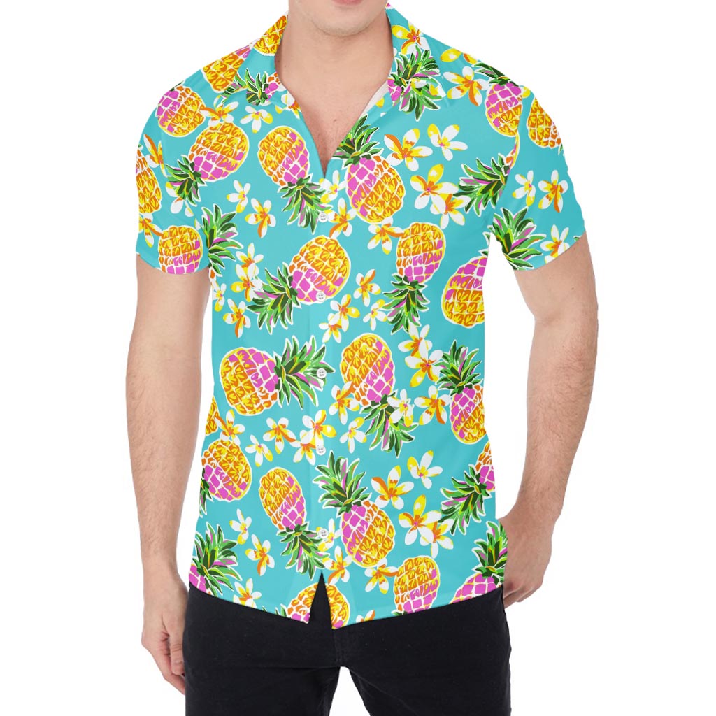 Aloha Summer Pineapple Pattern Print Men's Shirt