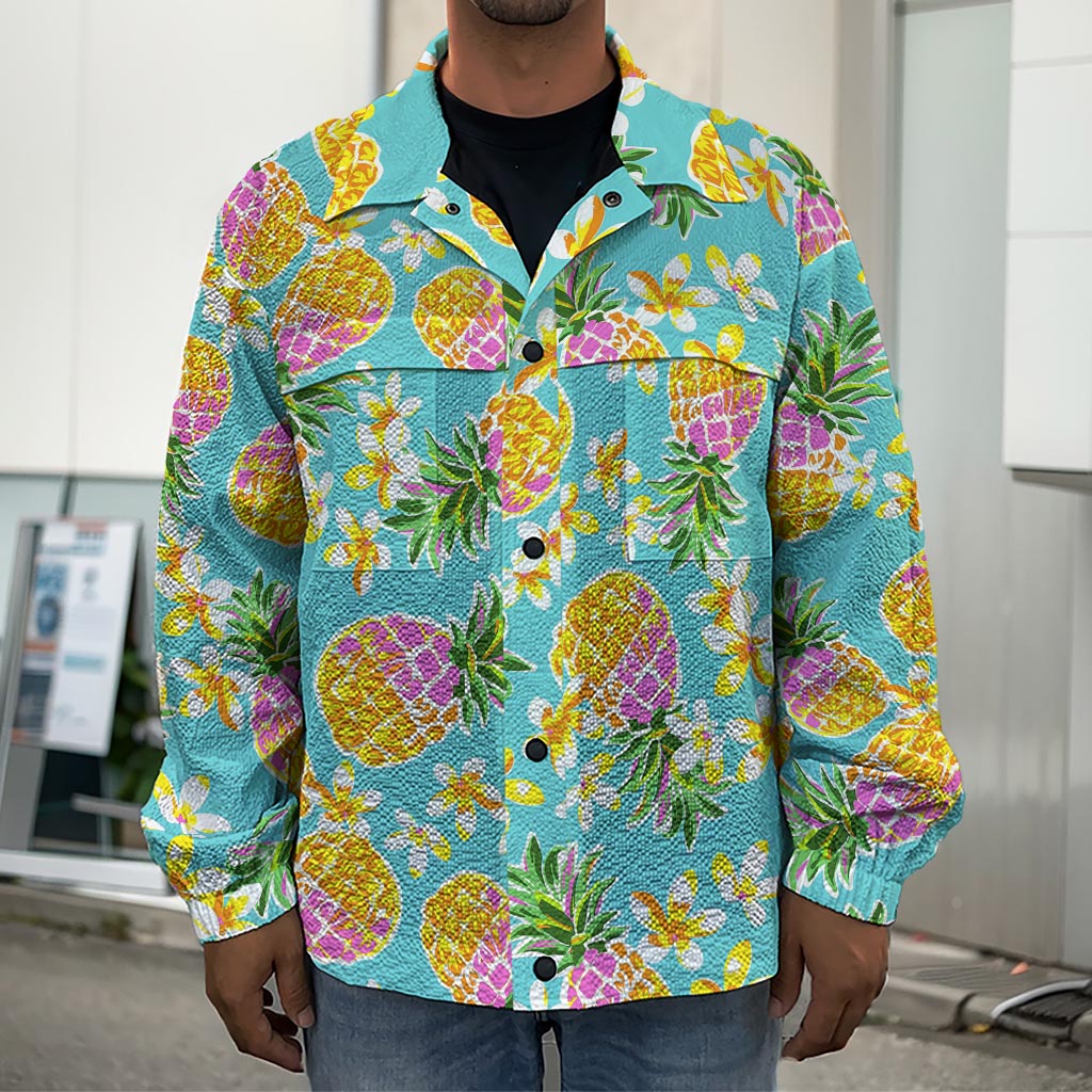 Aloha Summer Pineapple Pattern Print Men's Shirt Jacket