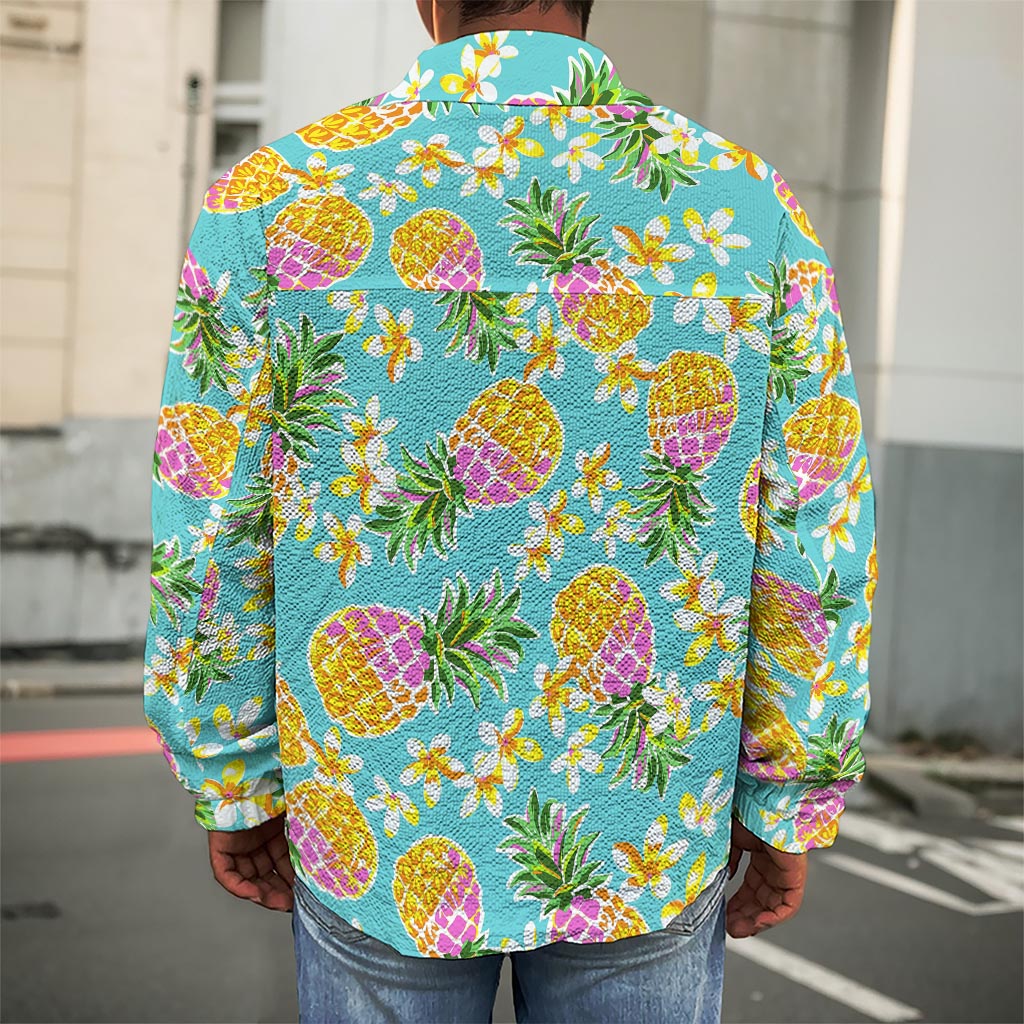 Aloha Summer Pineapple Pattern Print Men's Shirt Jacket