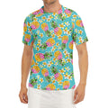 Aloha Summer Pineapple Pattern Print Men's Short Sleeve Rash Guard