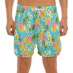 Aloha Summer Pineapple Pattern Print Men's Split Running Shorts