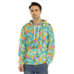 Aloha Summer Pineapple Pattern Print Men's Velvet Pullover Hoodie