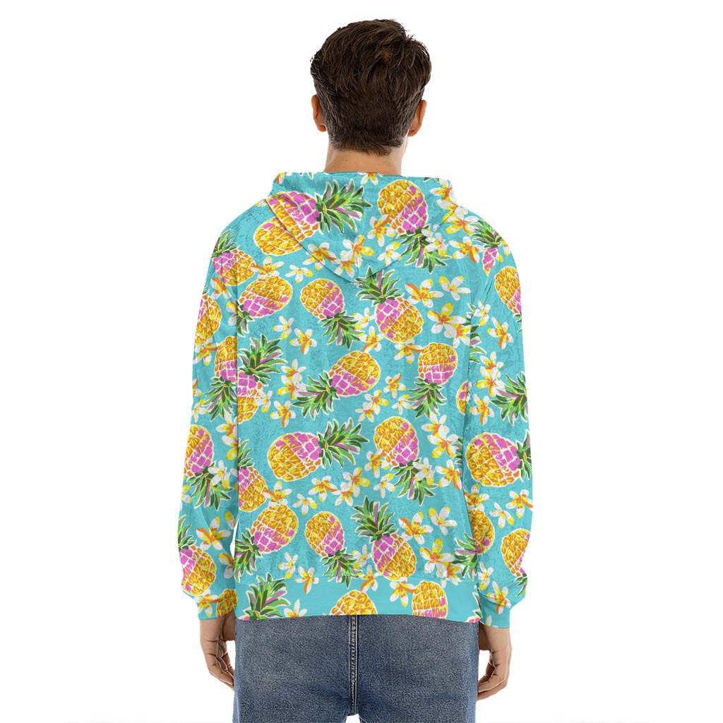 Aloha Summer Pineapple Pattern Print Men's Velvet Pullover Hoodie
