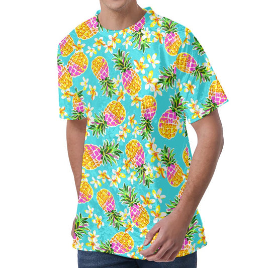 Aloha Summer Pineapple Pattern Print Men's Velvet T-Shirt