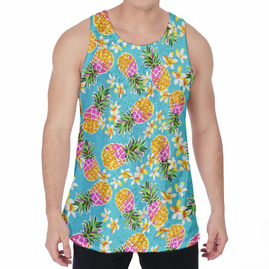 Aloha Summer Pineapple Pattern Print Men's Velvet Tank Top