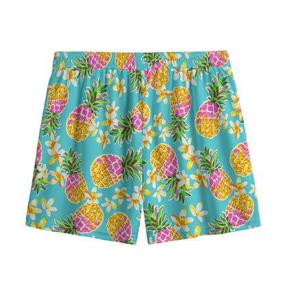 Aloha Summer Pineapple Pattern Print Mesh Shorts