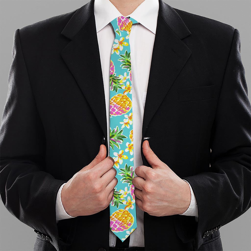 Aloha Summer Pineapple Pattern Print Necktie