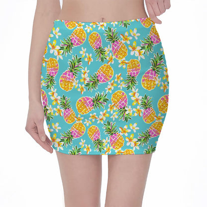 Aloha Summer Pineapple Pattern Print Pencil Mini Skirt